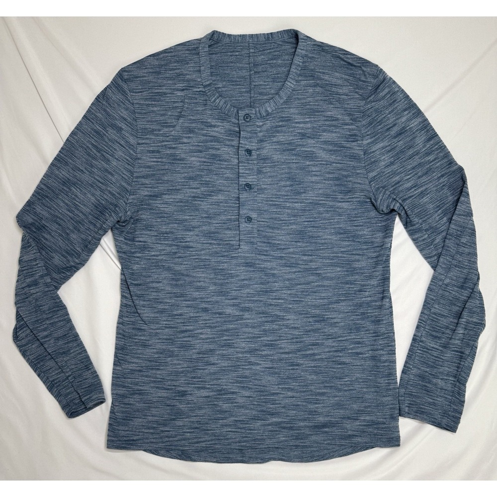 Lululemon Men's Metal Vent Tech‎ Henley Blue Mens Size Medium No Size Tag